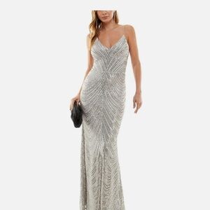 Silver sequin Prom Dress